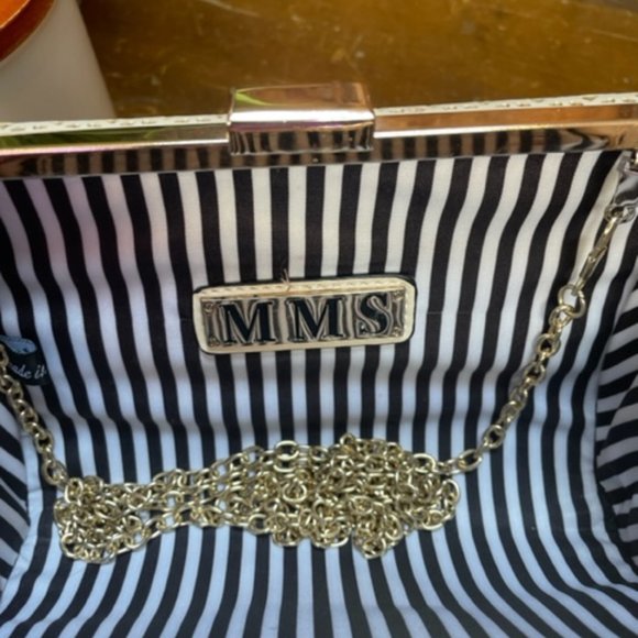 MMS Gold Clutch Purse with Strap - Picture 3 of 8